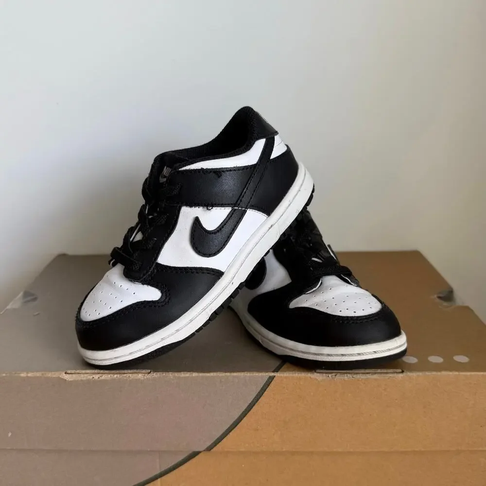 Nike Dunk Low Panda Black/White Toddler Sneakers - SZ 10 C - Picture 1 of 12